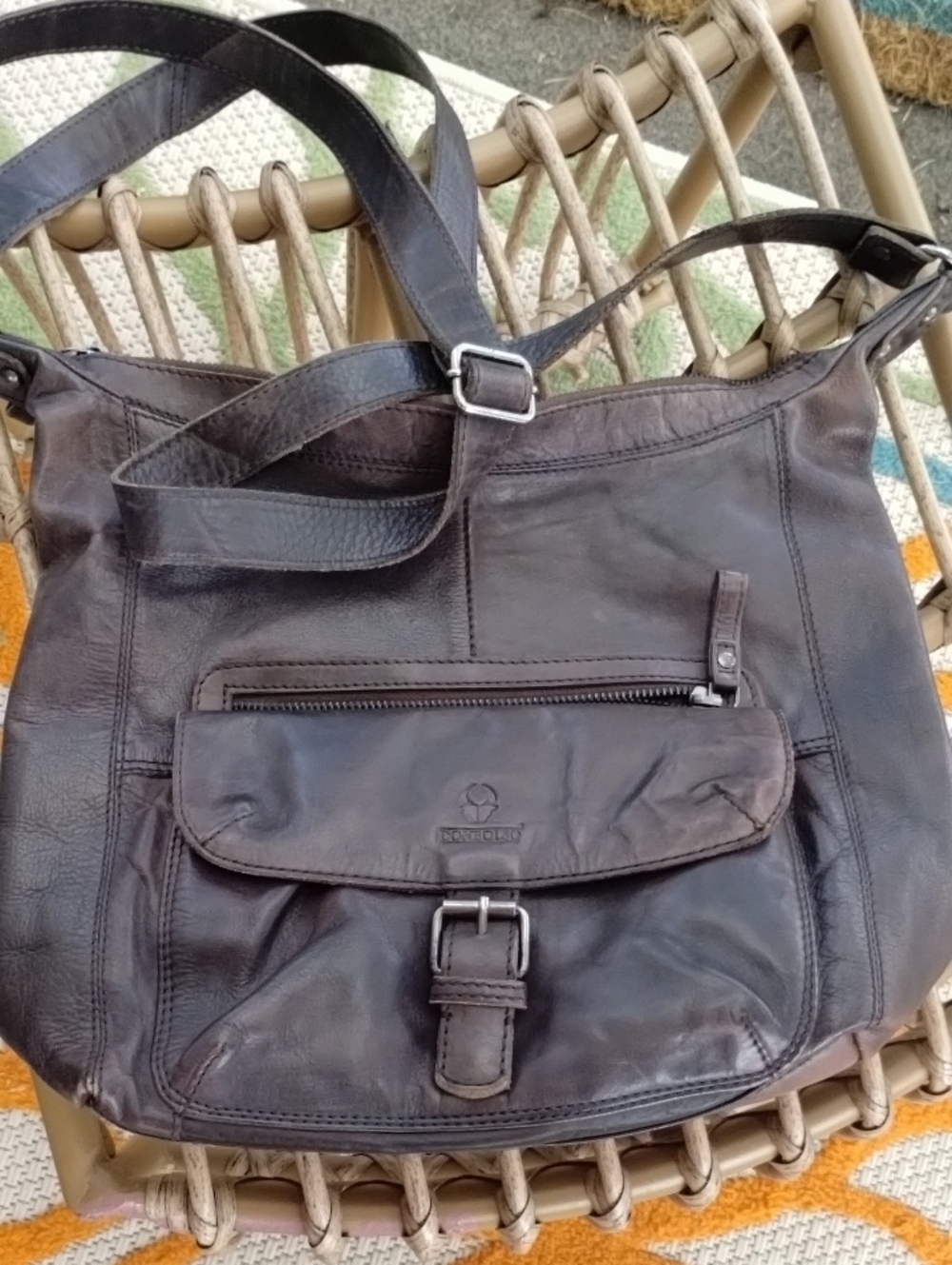 Dark Brown Leather Crossbody Bag by Donbolso
